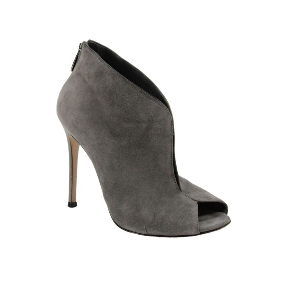 Gianvito Rossi Womens Suede Peep Toe Stiletto Heel Ankle Boots Grey Size 36 6